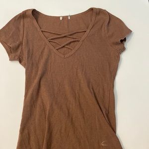 Brown v neck top Size XS